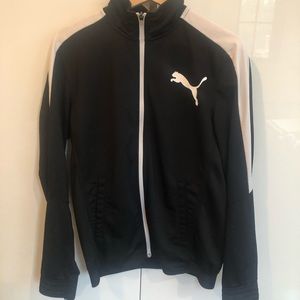 men’s black and white puma zip up